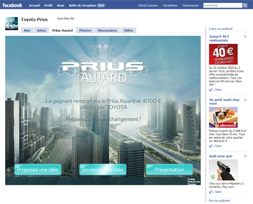 Toyota Prius award sur Facebook