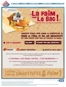 Concours sandwichos Domino's Pizza : concours "La faim dans le sac"