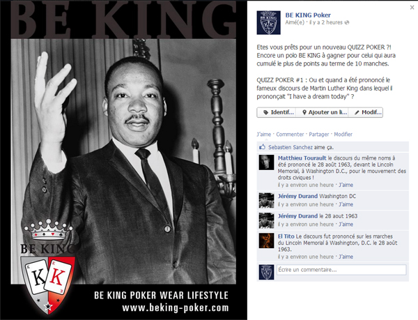 Quizz photo sur Facebook pour BE KING